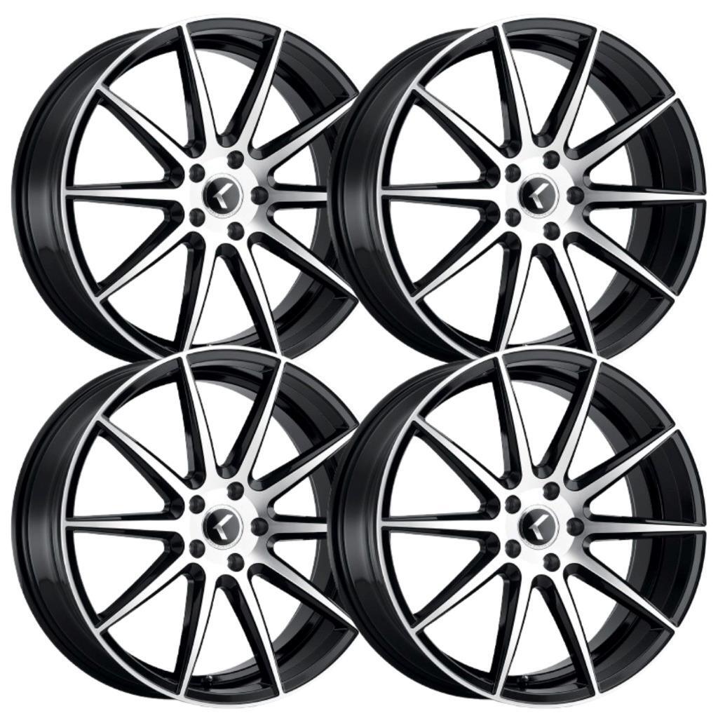 Set-4) Kraze Cosmos 18x8 5x120 40mm Black Machined Wheels Rims 18