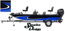 Blue Black Decal Swirl Design Wrap Abstract Bass Fishing Boat Vinyl US Graphic 
