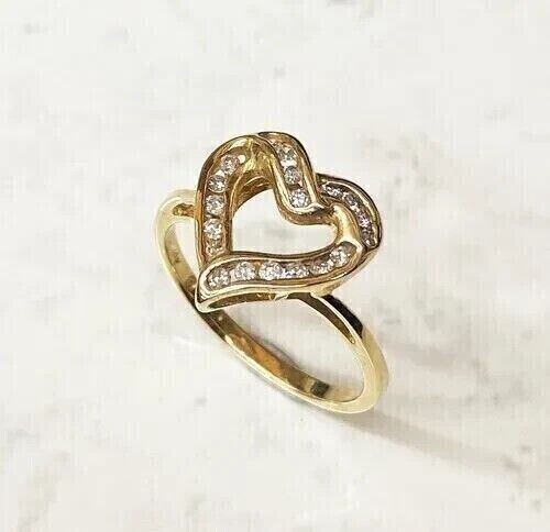 2 kt Rundschliff Diamant simulierter Herz Verlobungsring 14 K Gelbgold vergoldet - Bild 3 von 3