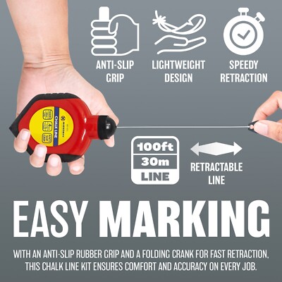 2PC BUILDERS CHALK STRING LINE 30M (100FT) 4OZ BLUE CHALK MARKER ANTI ...