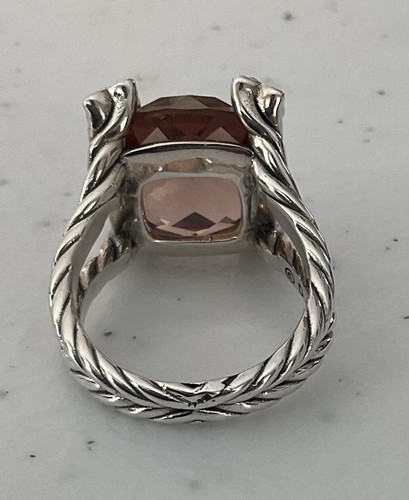 DAVID YURMAN STERLING SILVER/MORGANITE/DIAMONDS ON POINT RING! SIZE 6.5 - Picture 4 of 10
