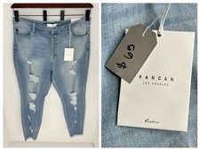Kancan NWT High Rise Skinny Ankle Jeans Size 3XL Distressed Button Fly 39x28.5