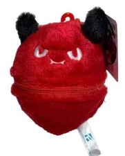 5” Zip-up Halloween Keychain Red Devil Case w Orange Pumpkin Plush Inside New