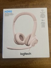 Logitech H390 Wired USB On-Ear Stereo Headphones with Mic Rose Pink PC Laptop