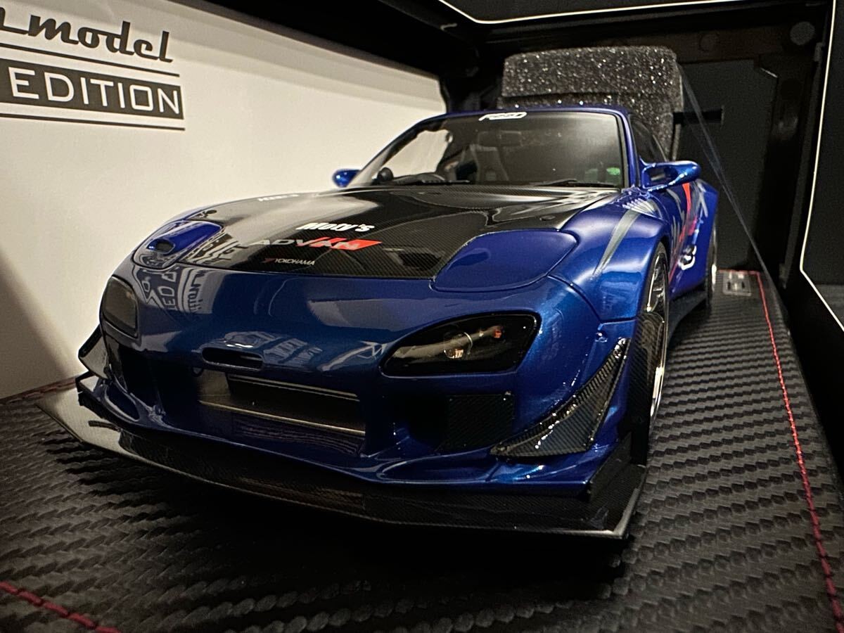 Limited 1/18 IG2962 FEED Afflux GT3 FD3S Blue Metallic With Engine Ignition Mode