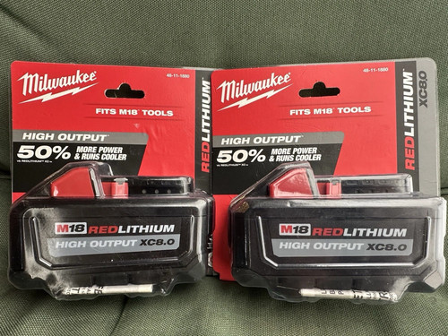2 Pack New Milwaukee 48-11-1880 M18 HIGH OUTPUT 18V 8Ah XC8.