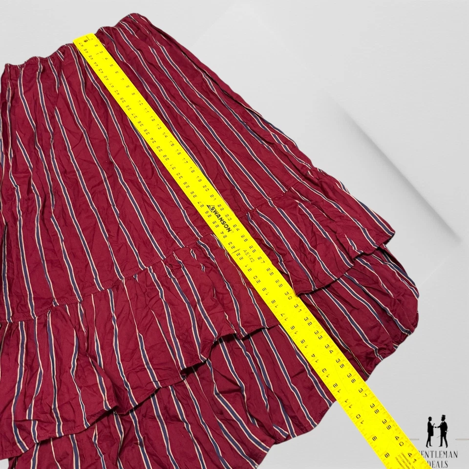 Falda Larga Bodil Mujer Grande Rojo Rayas Capas Rayón Algodón L Foto 2 de 4