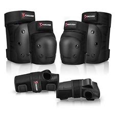 Adult Kids Knee Pads Elbow Pads Wrist Guards 6 in 1 Protective Gear Set Black