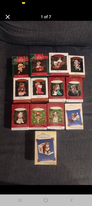 Lot 13 Hallmark Puppy Love Ornaments 1991-2003 still in Boxes first 13 in series
