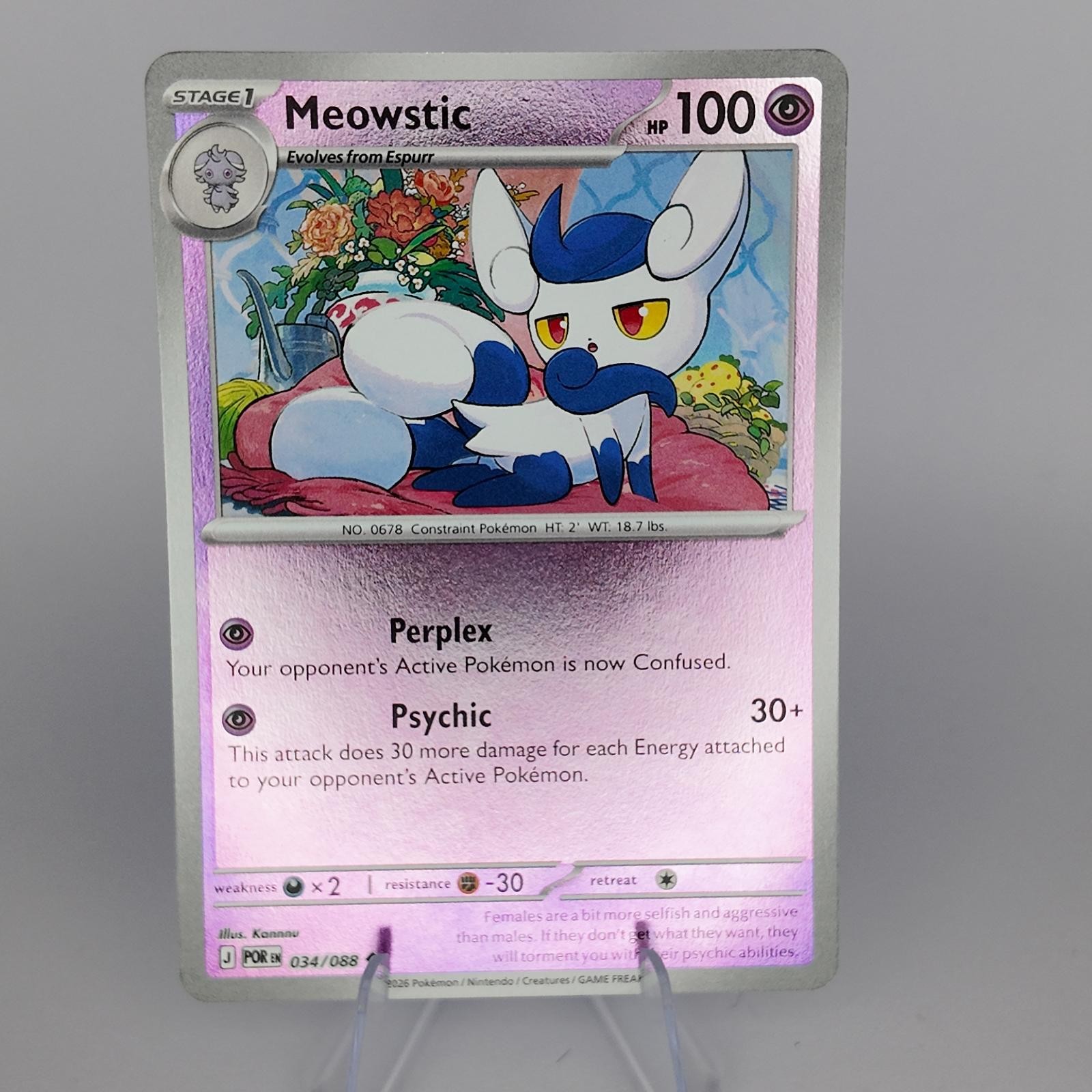 MEOWSTIC 034/088 UNCOMMON PERFECT ORDER POKEMON REVERSE HOLO NM/M