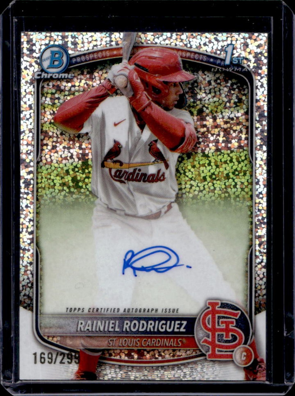 2025 Bowman Chrome Rainiel Rodriguez Auto Speckle Refractor 1st #/299 Cardinals