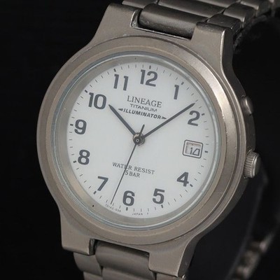 Casio Lineage Titanium LIN-100 QZ White Dial Date Herren Armbanduhr KRH...