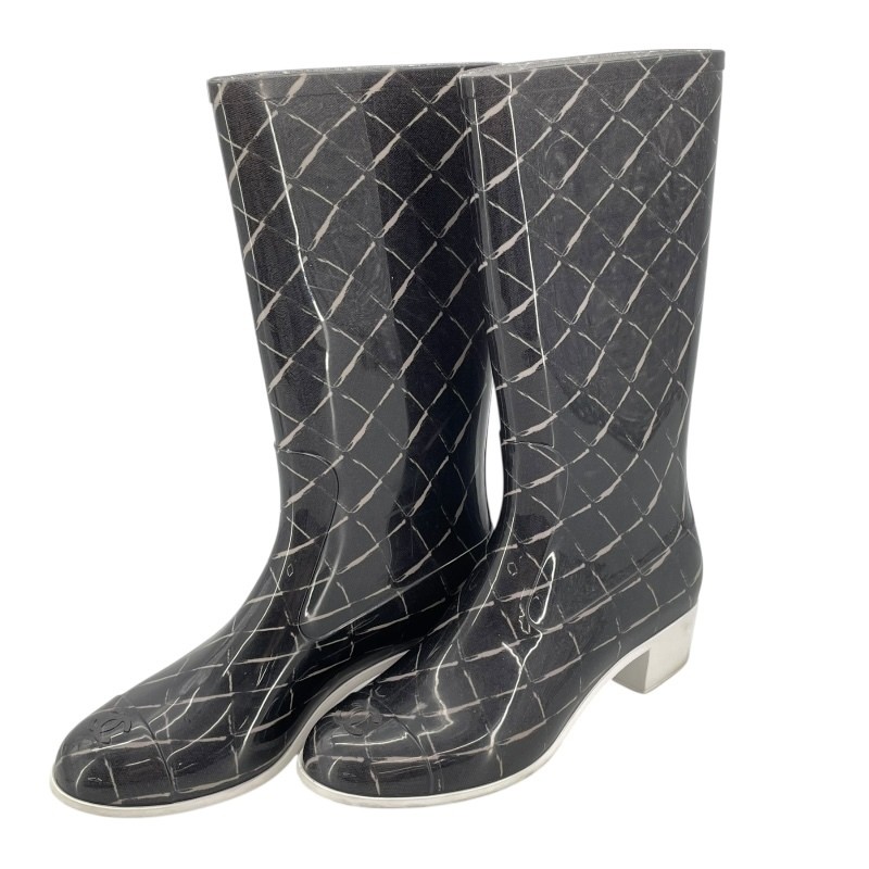 Chanel Matelasse Quilted Rain Boots Black Size 37 US About7 For Women thumbnail 12