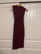 Better Be Body Con Dress Small Maroon Cut Out Ruched Sides Sleeveless Midi Rayon