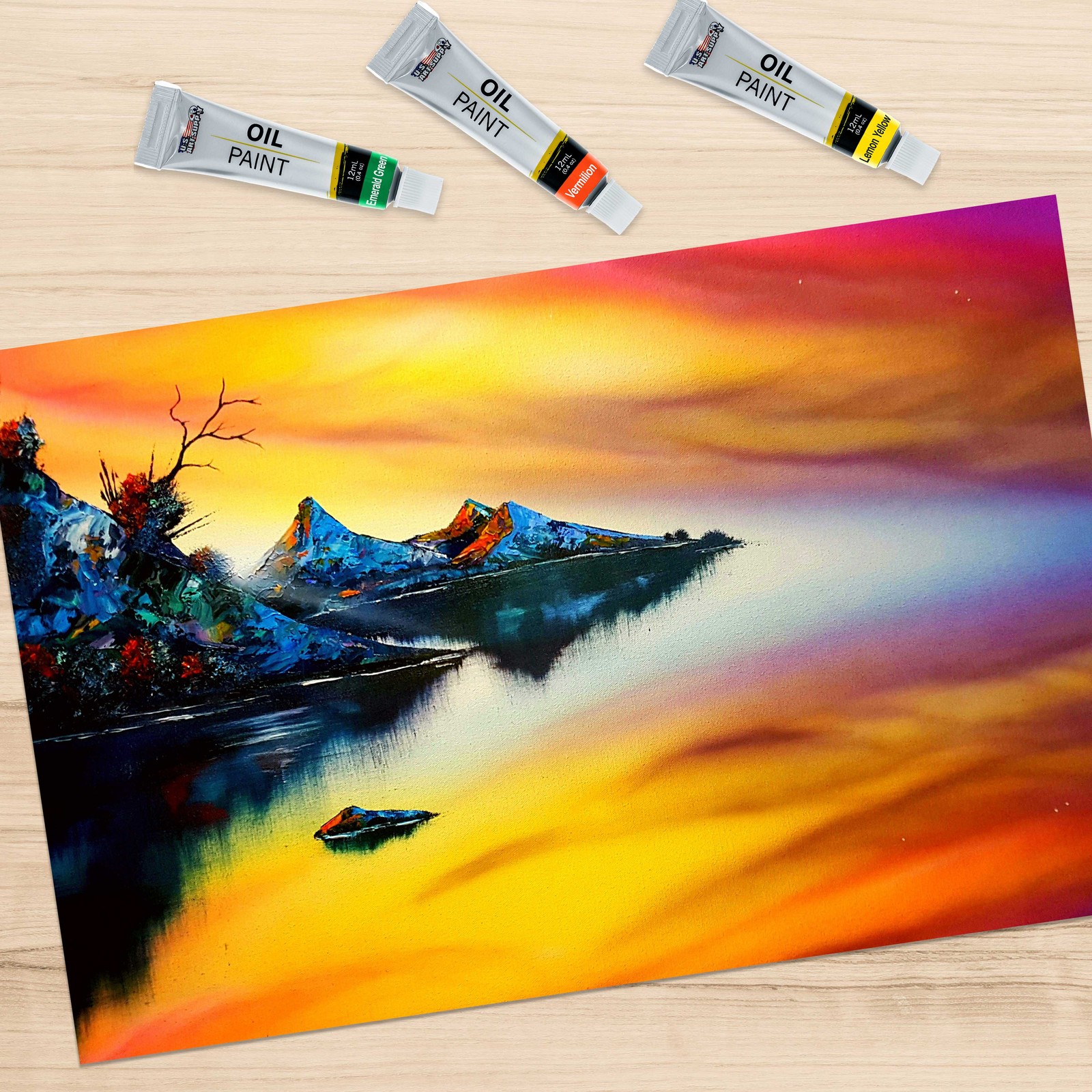 Professional 12 Color Art Oil Paint Set, 12ml Tubes, Artist Student Paintings