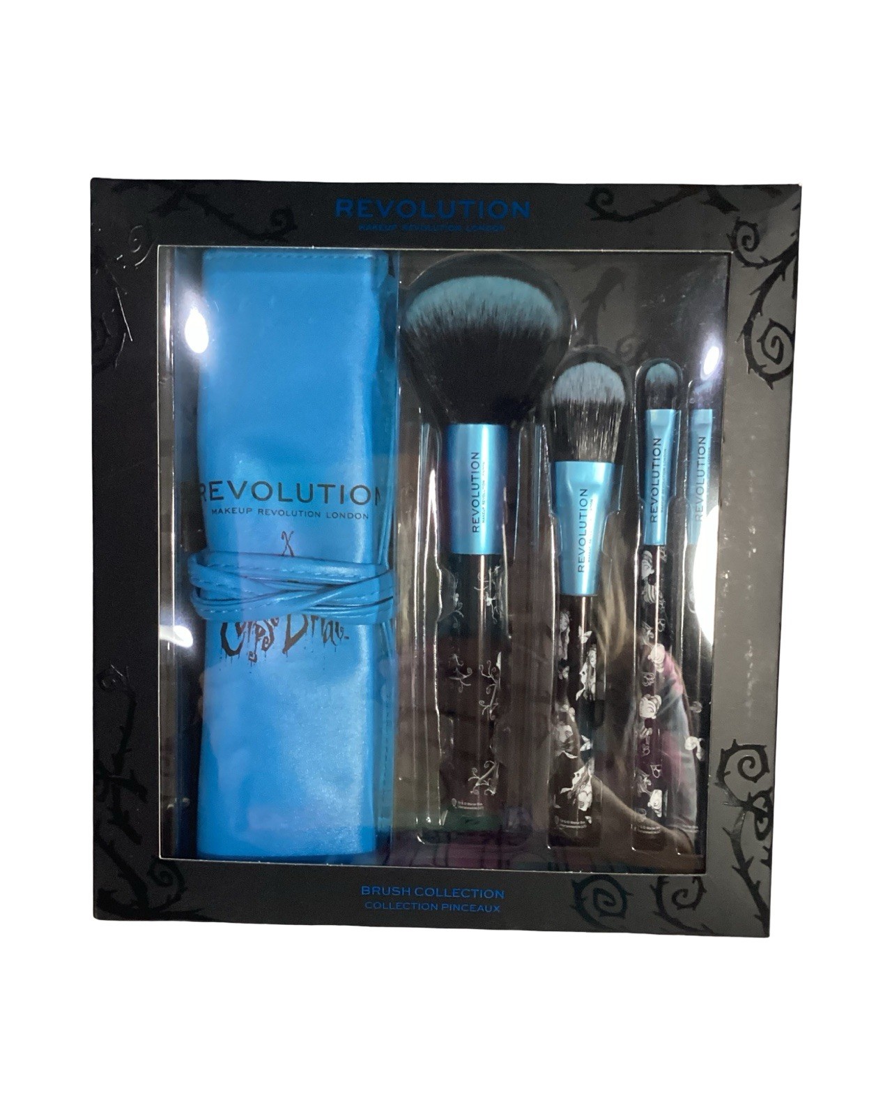 Juego de 5 pinceles Revolution Warner Bros Corpse Bride con soporte de viaje NUEVO HALLOWEEN