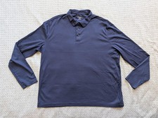 UNTUCKit Polo Shirt Mens XL Navy Long Sleeve Damascino Regular Fit Cotton 40251