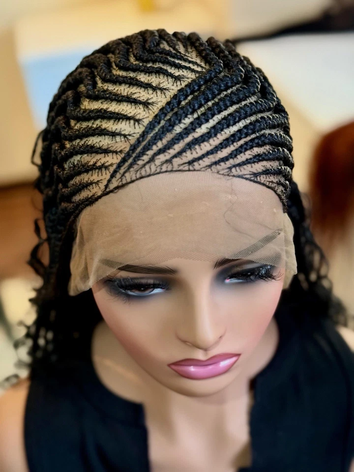Ready To Ship Next Day, Black Boho Braided Wig, With Boho Curls - Image 3 of 4