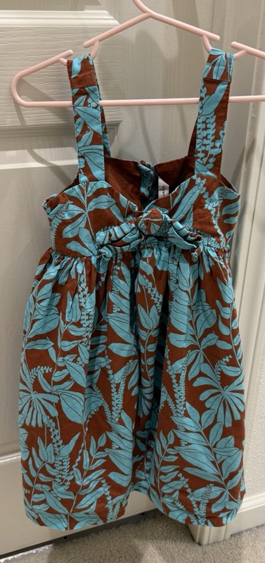 Janie and Jack Girls Blue And Brown Floral Bow Dress Size 5