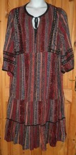 Monsoon Size XXL 22/24 Animal Print Jersey Midi Dress Red Black Long Sleeve