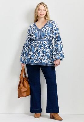 Avenue Women's Plus Size Arlo Bell Sleeve Tunic