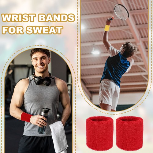 Wristbands Sweatbands, Wrist Bands 6x3In 4 Pack Light Blue - Picture 5 of 6