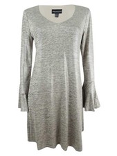 Connected Women's Bell-Sleeve Metallic Shift Dress