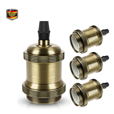 DiCUNO E27 Lampenfassung Vintage 4er Pack Keramik Aluminium Champagne Gold