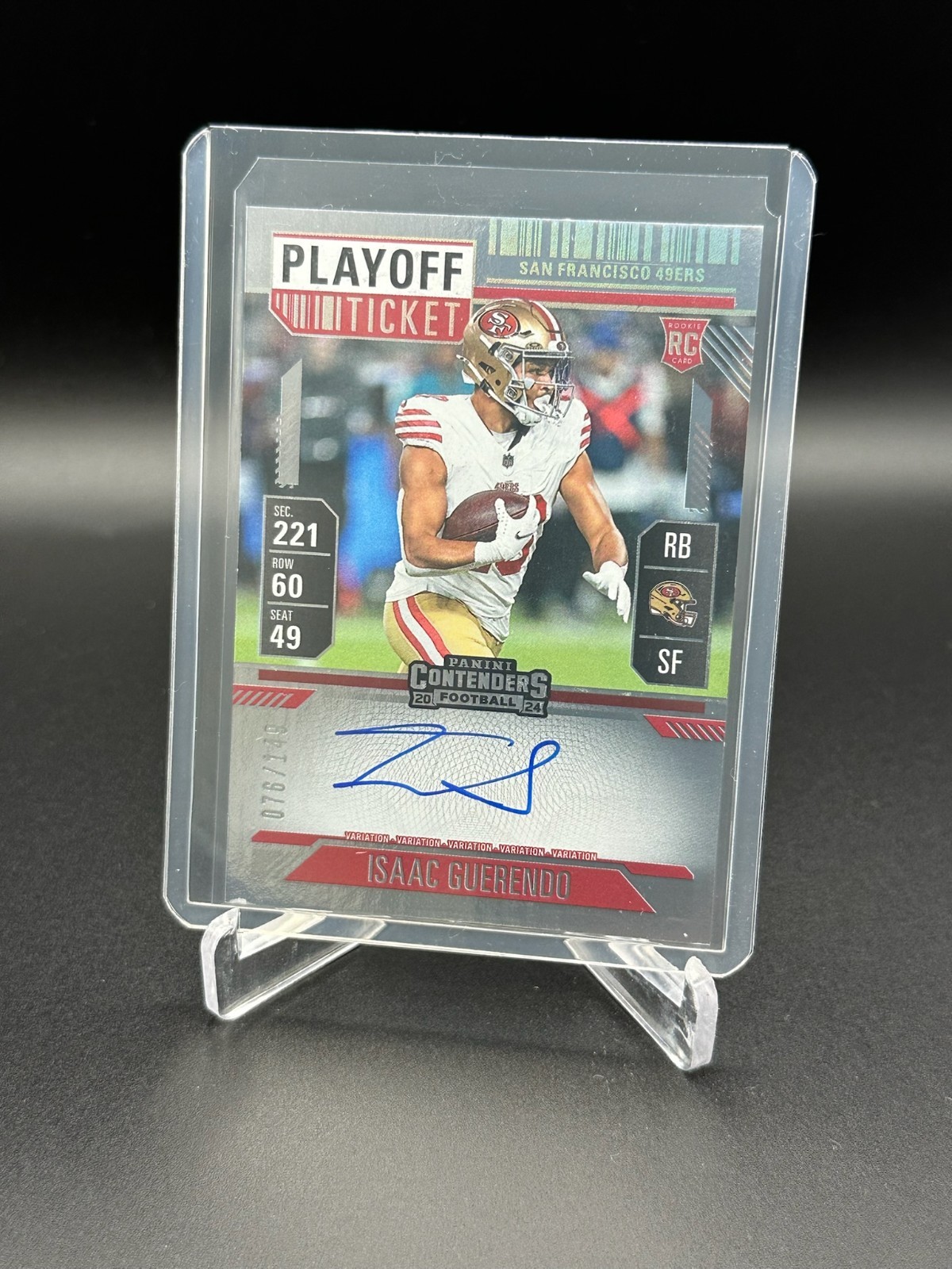 2024 Panini Contenders - Isaac Guerendo - Playoff Ticket Auto 76/149 #138