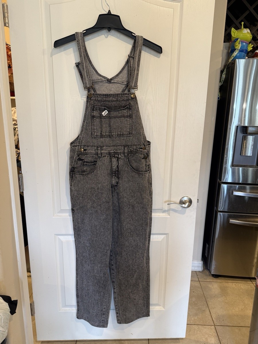 Vtg 80s 90s GUESS Men's Overalls Black Wash Denim Jeans Green