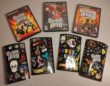 Playstation 2 PS2 Guitar Hero Lote World Tour III + Hojas de Pegatinas Originales