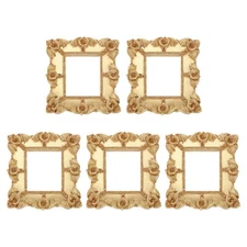 5 Pcs Vintage Resin Picture Frames, 2'' x 1.5'' Mini Picture Frames, Gold
