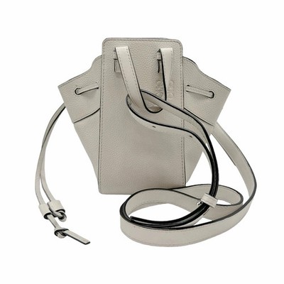 Loewe Hammock Leather Drawstring Shoulder Shoulder Bag White Leather