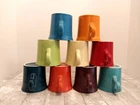 Lot Set of 9 FiestaWare Coffee Mugs Cups Rainbow Vtg O Ring Handle