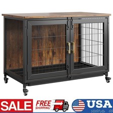 37" Large Dog Crate Wooden Kennel Heavy Duty Cage End Table Pet Furniture