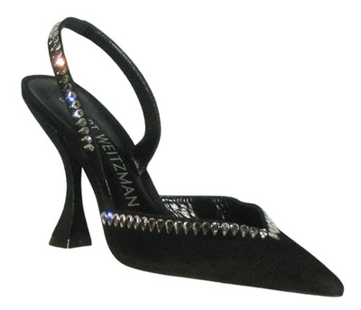 Stuart Weitzman CRYSTAL XCURVE 100 Suede Leather Slingback Pump 7.5 MSRP$650 NWB