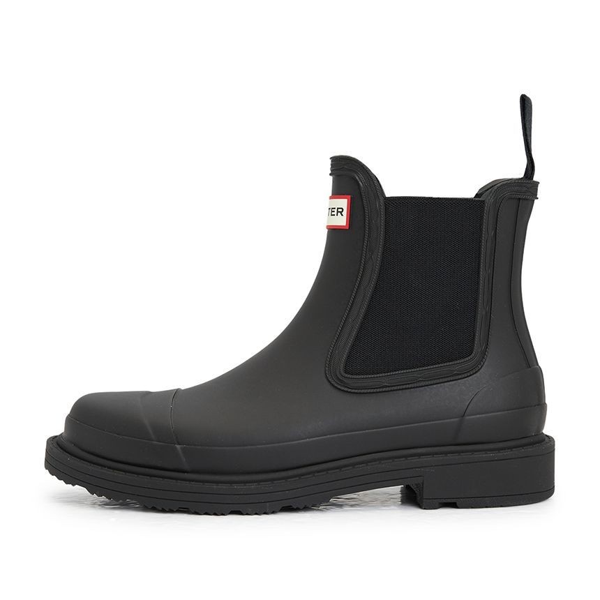 レインブーツ HUNTER WOMEN Commando Chelsea Gloss Rain Boots Black WFS1018 Hunter Commando Chelsea Gloss Women's Rain Boots 135120524