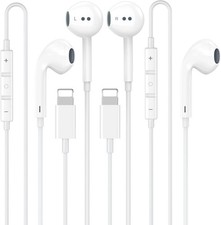 2 Pack Apple MFi Certified Wired Headphones for iPhone Earphones/Earbuds Built