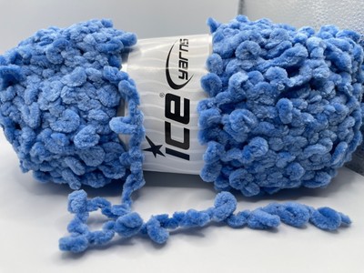 Chenille Boucleron Blue Boucle 79052 Ice Yarns Super Bulky Boucle 100g 48yds