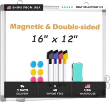 Small White Board 16x12 Dry Erase Magnetic Double-Sided for Wall  Smooth Writin