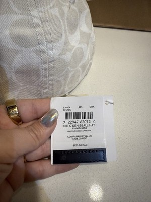 Coach White Signature Jacquard Denim Logo Baseball Cap Adjustable Designer Hat Coach White Signature Jacquard Denim Logo Baseball Cap  main image 3