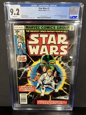 Star Wars #1 1977 CGC 9.2 White Pages Luke Vader Obi One Leia 1st App Newsstand