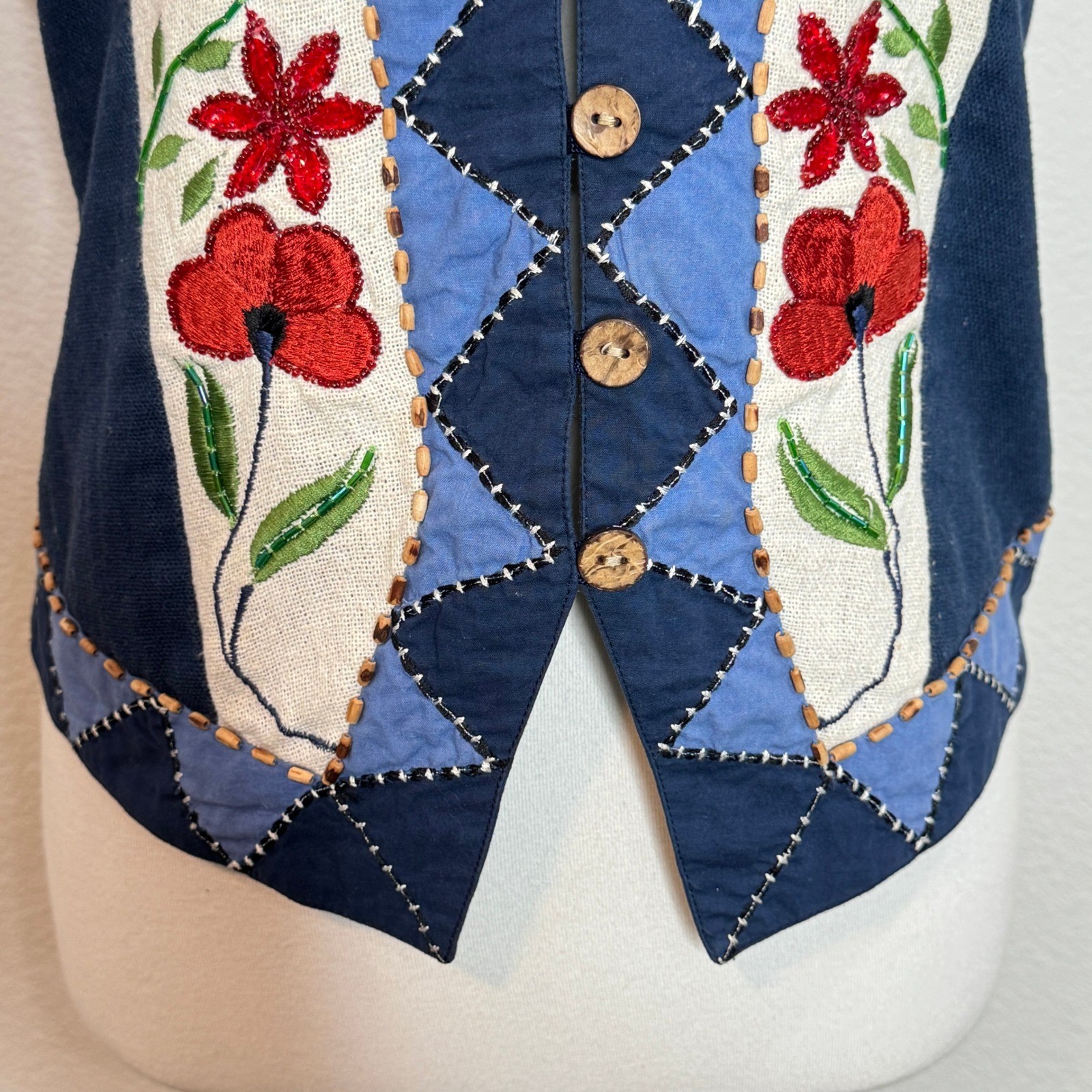 CAROLE LITTLE Patchwork Embroidered Applique Vtg … - image 4