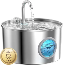 Cat Water Fountain Stainless Steel: 74oz/2.2L Cat Fountain for Drinking - Pet Wa