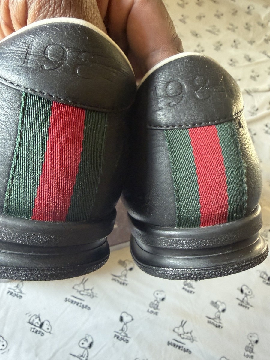 Gucci 1984 Men's Black Leather Sneakers 7.5 Striped Logo Model