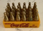 Vintage Mini Coca Cola Crate w/ 24 Gold Colored Bottles Miniature