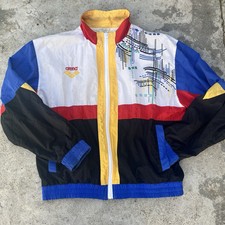 Vintage Arena Windbreaker 80s 90s Color Block Sz M Oversized Vintage Blue Red