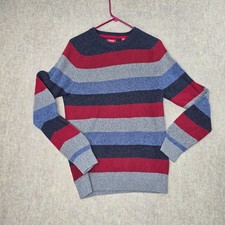 Izod Mens L/G Striped Cotton Sweater Red/Blue/Gray