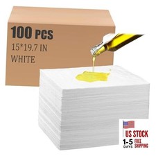 Oil Absorbent Pads Weight Dimpled Pad Garage 15 x 19.7 Inch 100 White