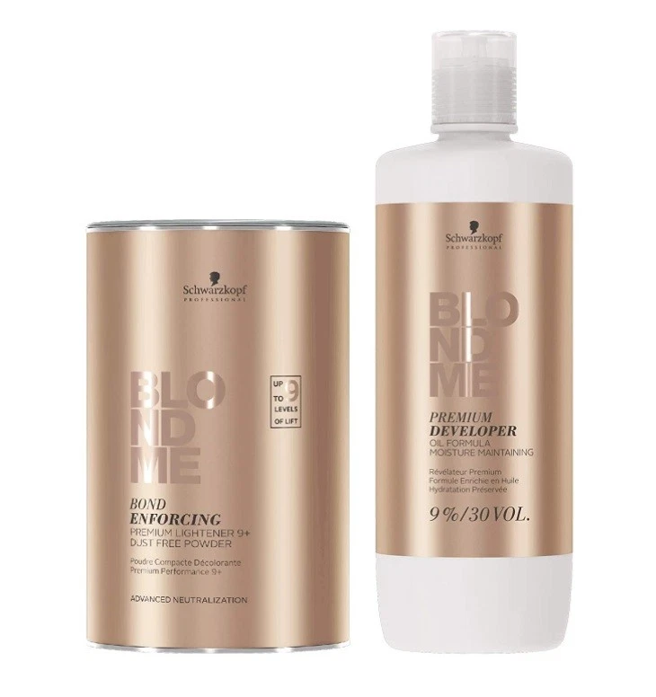 Schwarzkopf DUO Blond Me Premium Lift 9 blanqueador y 12 % desarrollador 33,8 oz SET Foto 2 de 3